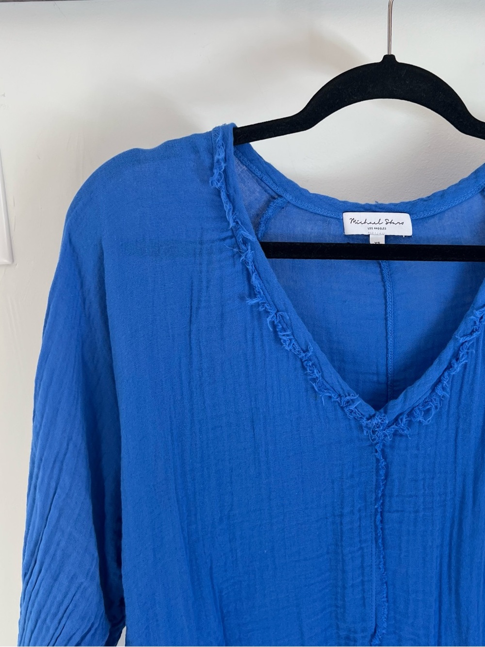 Michael Stars Oversize Gauze V-Neck Top Blue XS